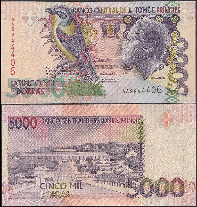 St. Thomas & Prince 5000 Dobras, 1996, P-65a, UNC X 100 PCS Bundle Pack