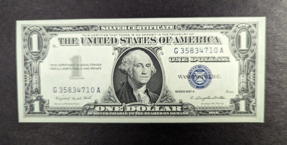 1957 $1 One Dollar Silver Certificate Blue Seal UNC