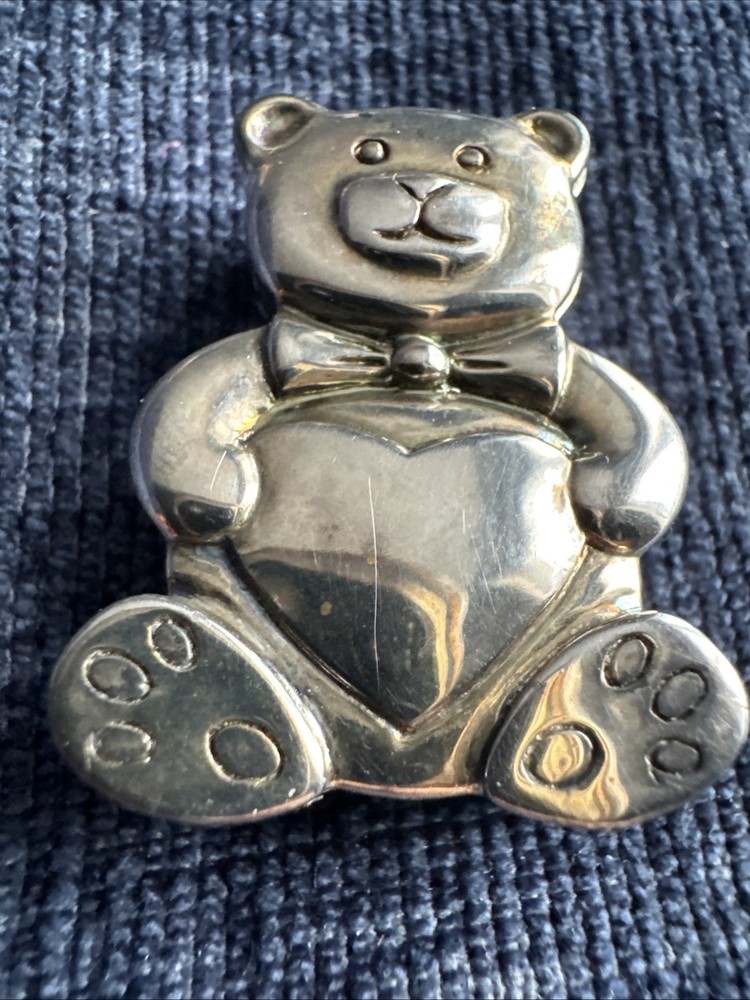 vintage sterling silver teddy bear trinket box