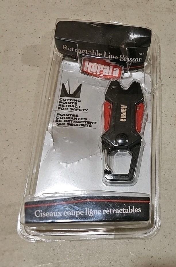 Rapala Retractable Line Scissors - Black/Red, Open Package