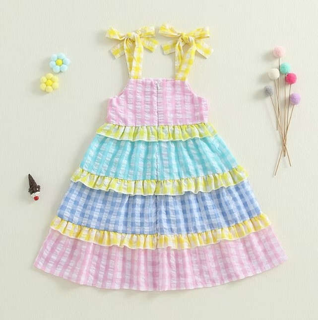 NEW Girls Plaid Seersucker Sleeveless Dress Easter