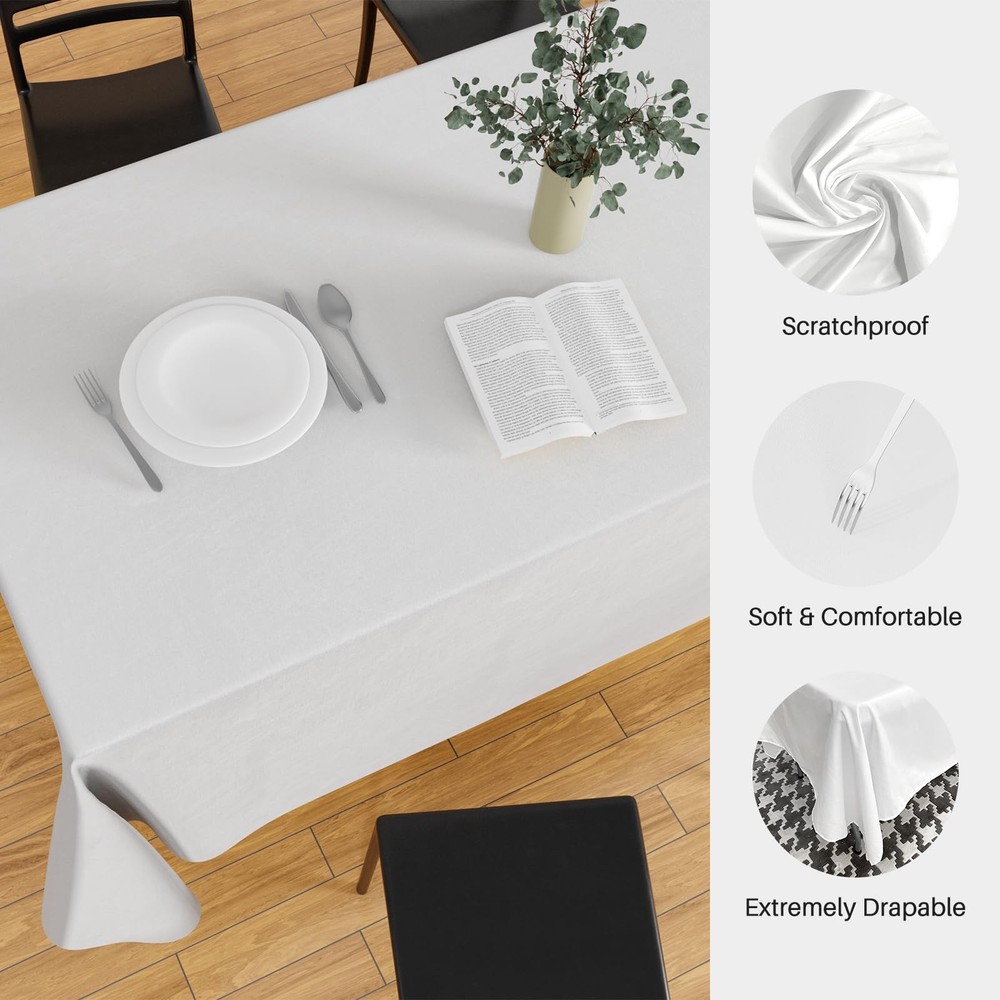 2PCS White Table Cloth for Rectangle Table - 60 x 102 Inch Tablecloths Rectan...