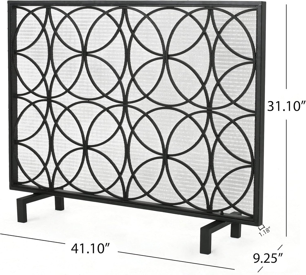 Christopher Knight Home Valeno Single Panel Iron Fireplace Screen, Black