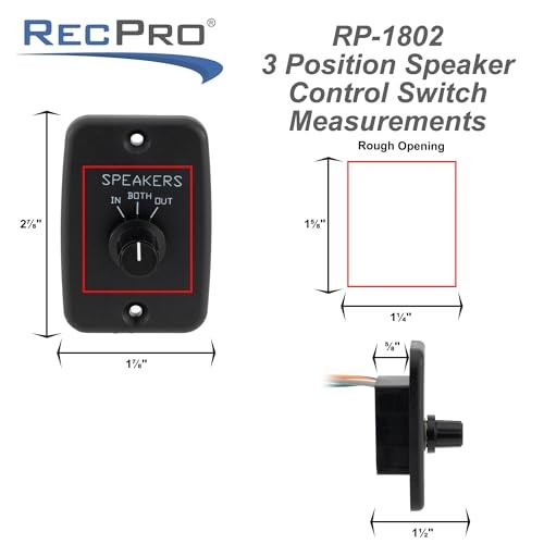 RV Speaker Switch 3-Position Control Panel | Labeled Twist Knob | Play Audio