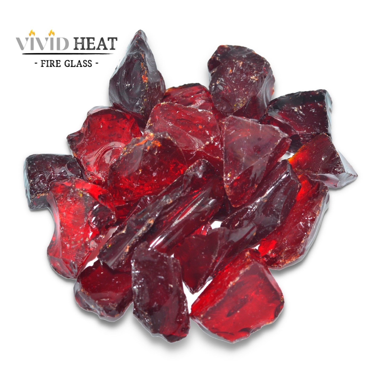PREMIUM RUBY RED - 1/2" - 3/4" Large Fireplace Fire Pit Fireglass Glass Crystals