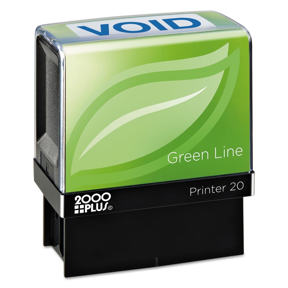 COSCO 2000PLUS Green Line Message Stamp, Void, 1.5 x 0.56, Blue