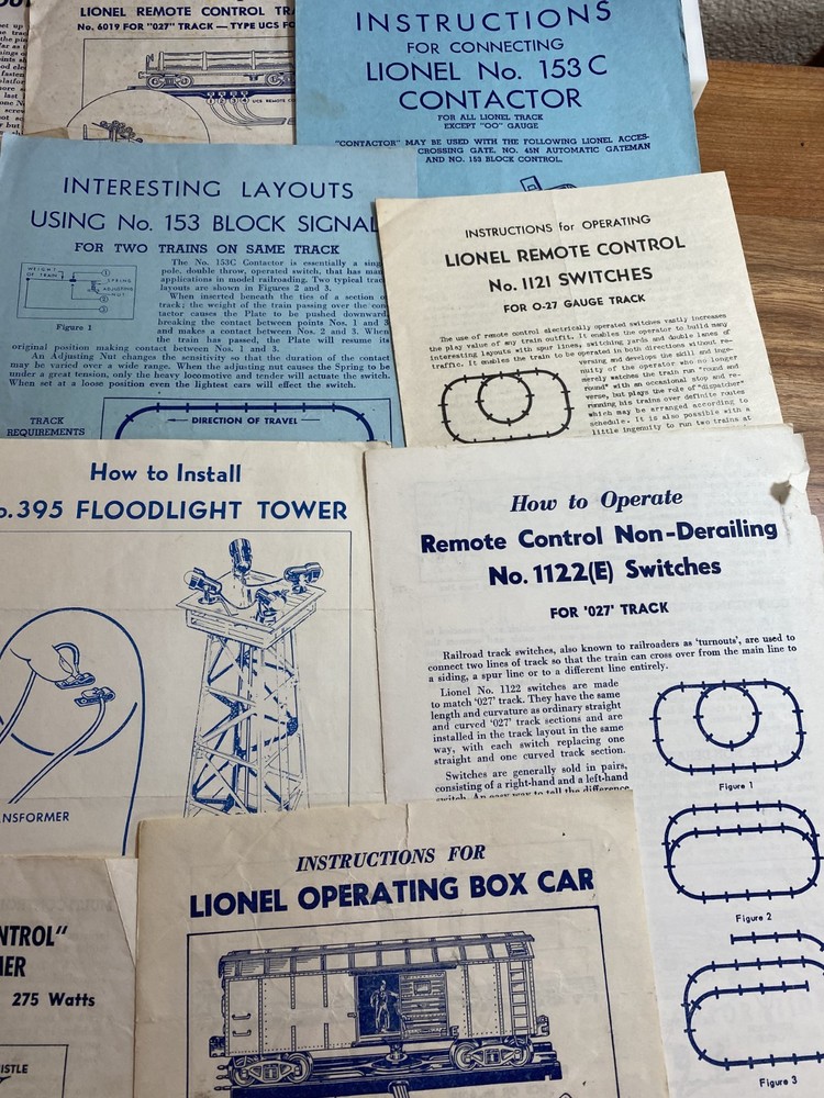 11 Lionel Instruction sheets all different