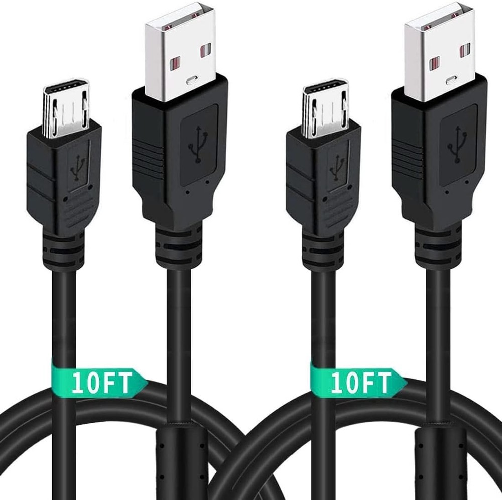 2 Pack 10FT PS4 DualShock 4 Controller Charger Charging Cable with Magnetic Ring