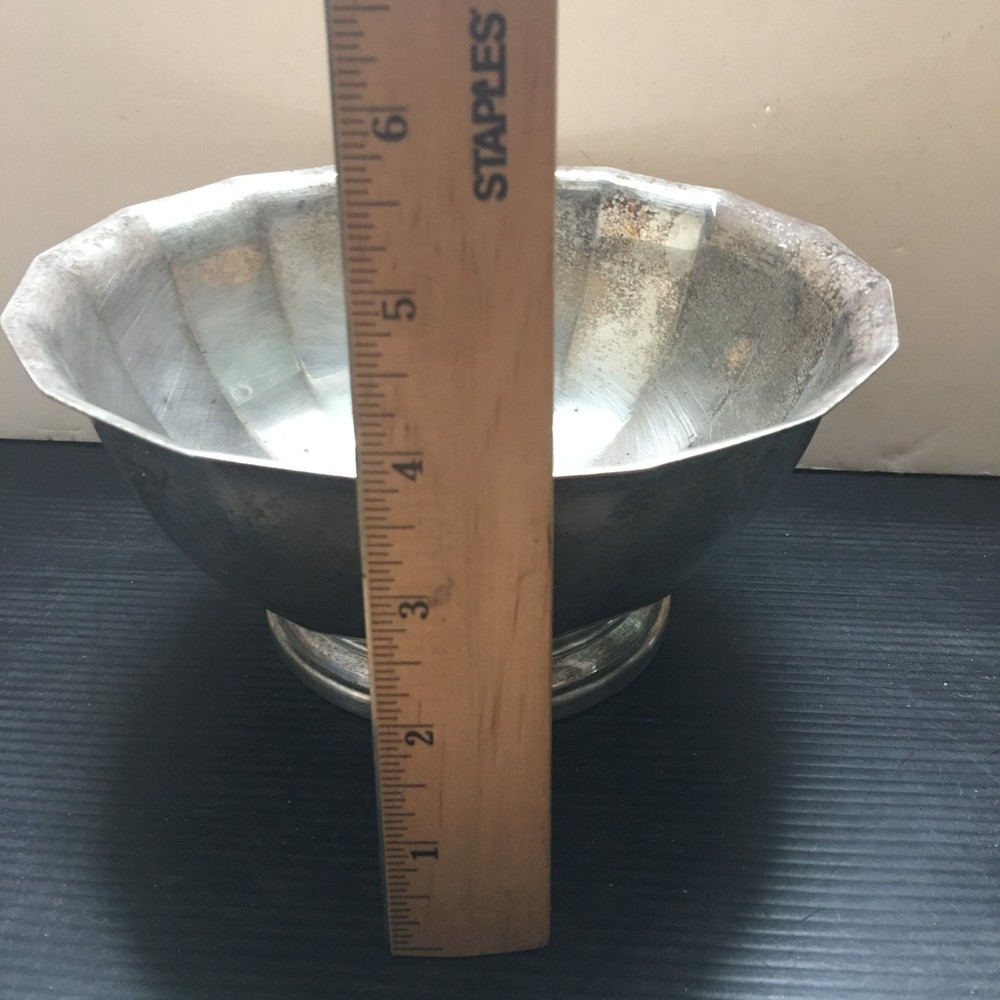 Vintage Gorham EP Silver-Plated Pedestal Bowl 16-Point Scalloped Hexadecagonal