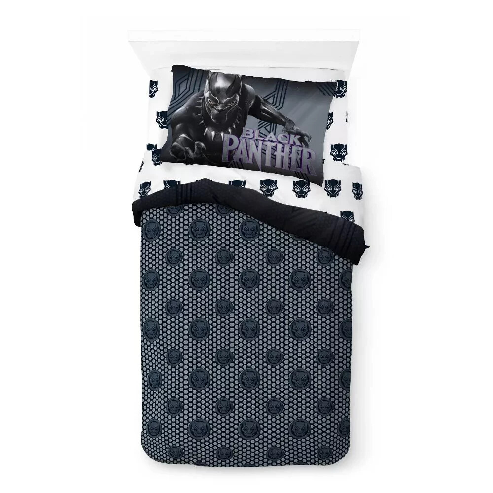 4 pc Marvel Studio Legacy Black Panther Twin Comforter & Sheet Set NIP