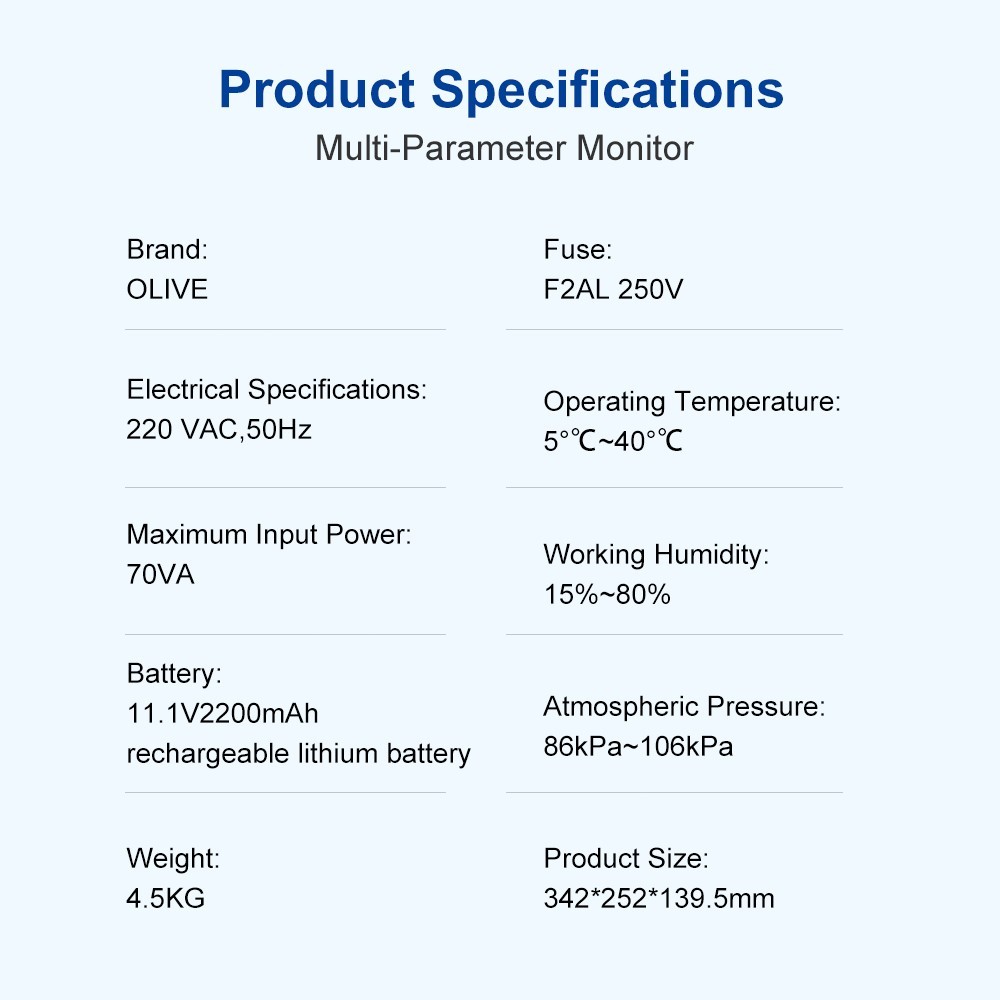 12-Inch Patient Vital Signs Monitor Multi-Parameter ECG/NIBP/TEMP/RESP/SPO2/PR