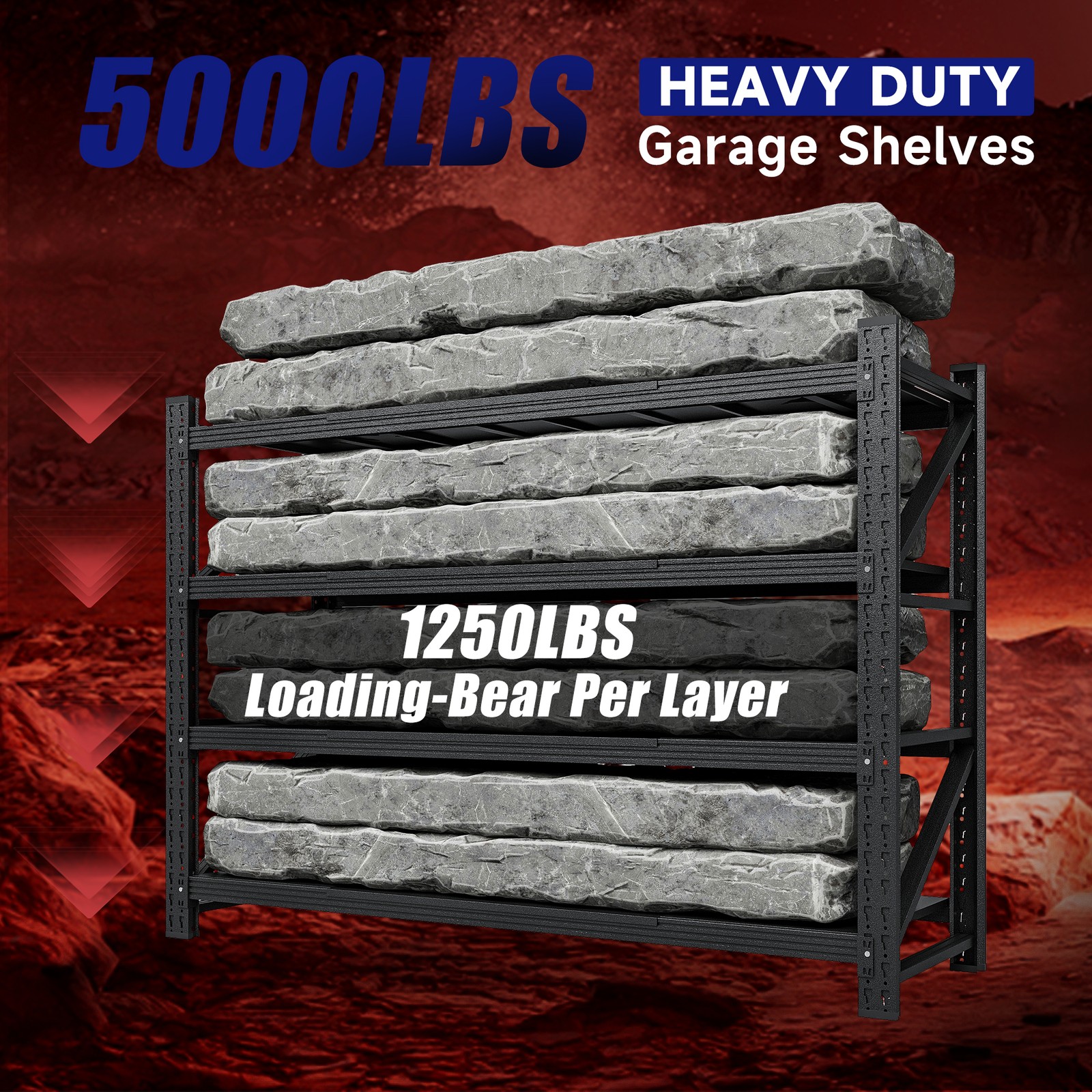 5000LBS Heavy Duty Garage Shelving Units, 60" W Metal Storage Rack for Home