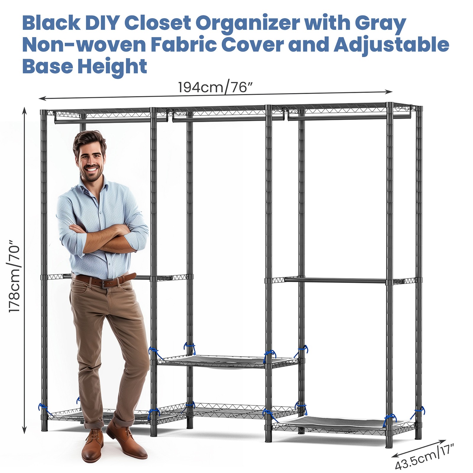 Heavy Duty Garment Rack Large Clothes Rack Freestanding Closet Clothing Shelves