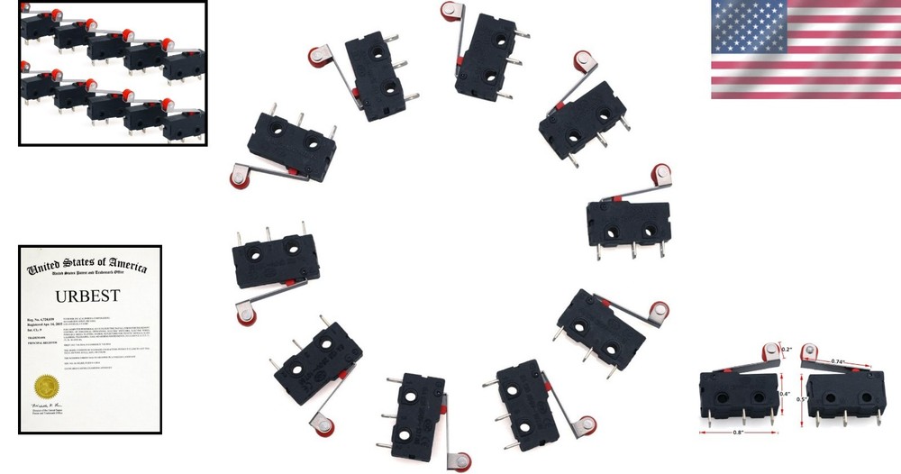 High Performance 10-Pack SPDT Roller Lever Micro Switches with Rating