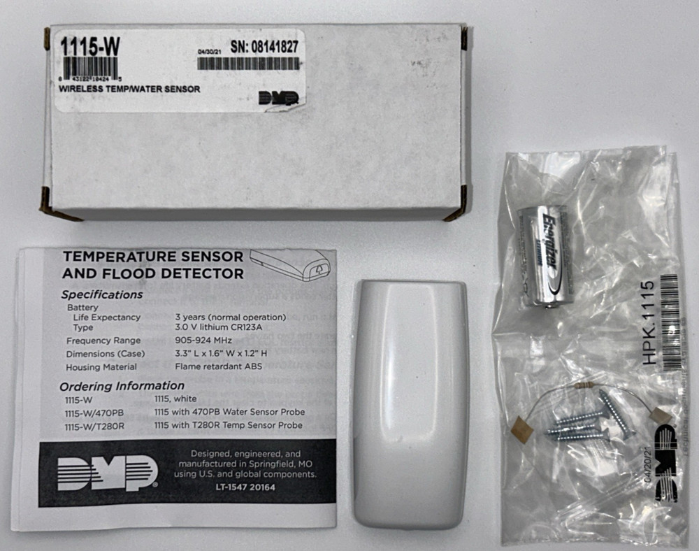 NEW DMP 1115-W WIRELESS TEMPERATURE SENSOR & FLOOD DETECTOR