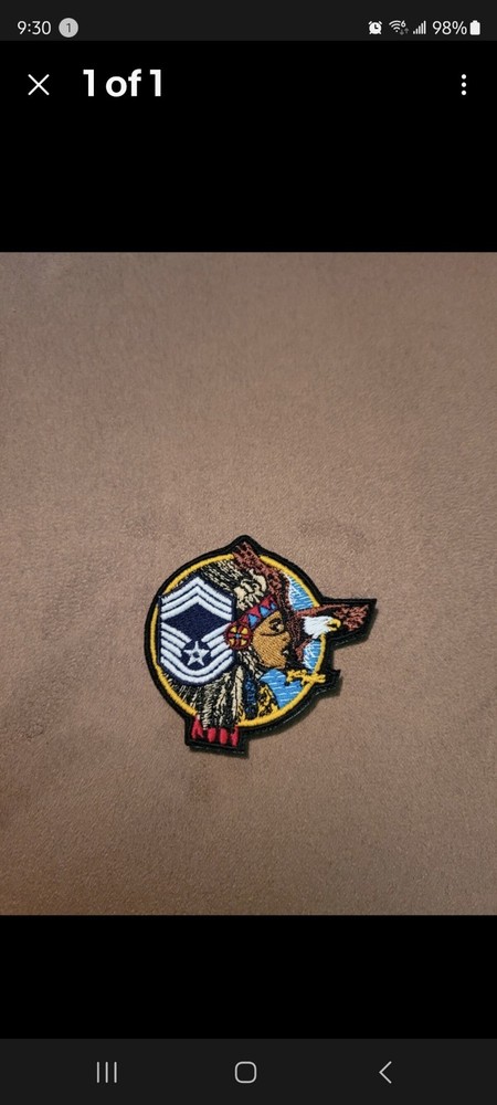 "Small" FEMALE Chief Master Sergeant (CMSgt) Patch  Size: 2- 1/2 inches across.