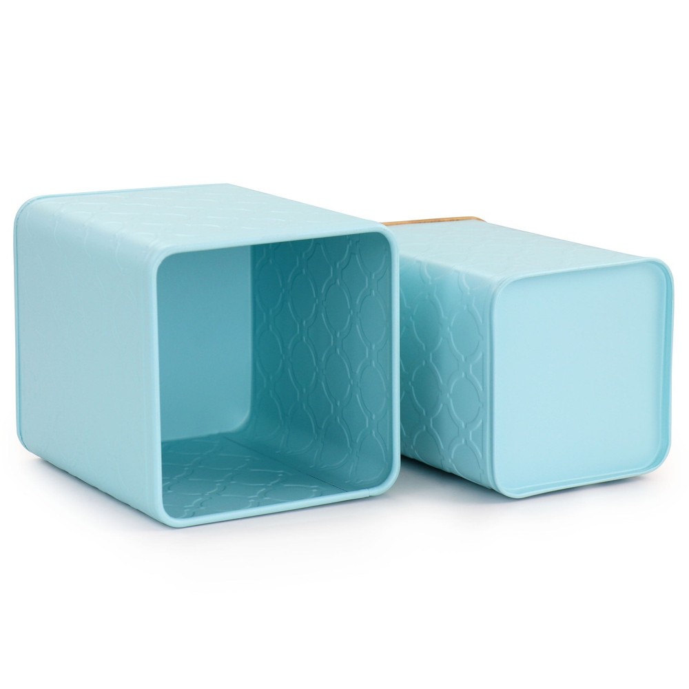 3 Piece Square Iron Canister Set in Turquoise