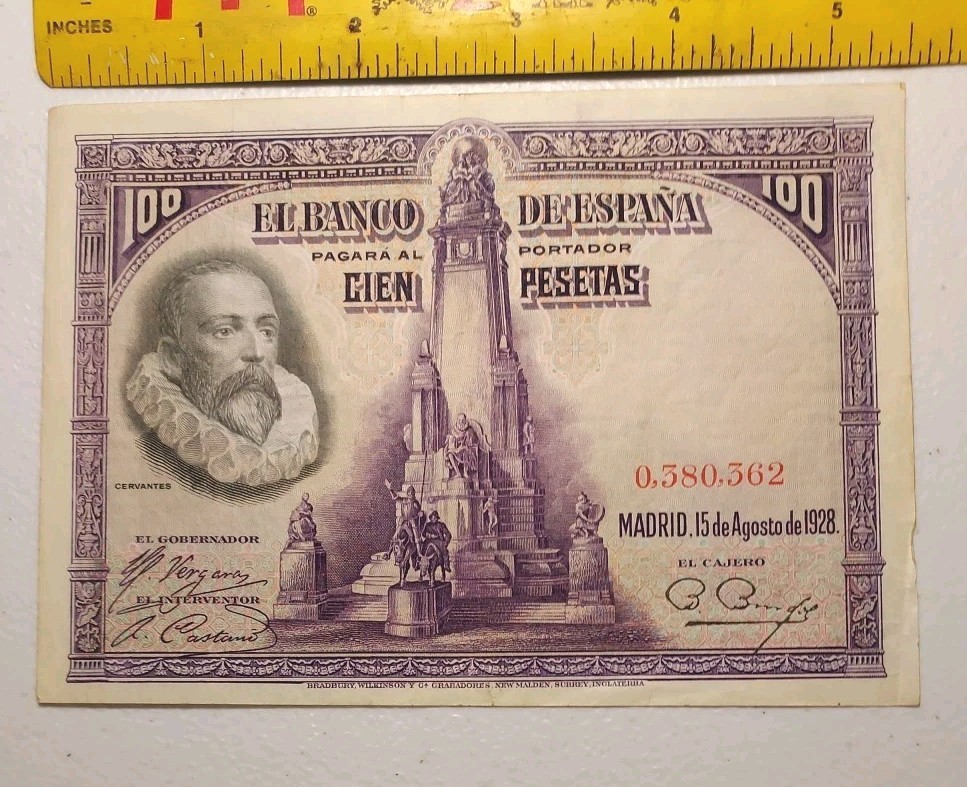 Old Spanish 100 Pesetas Note 1928 Good Quality