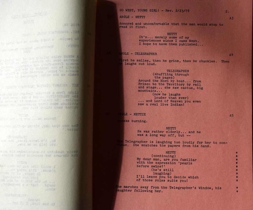 1978 Go West, Young Girl! Original Screenplay Script Revised Final Draft