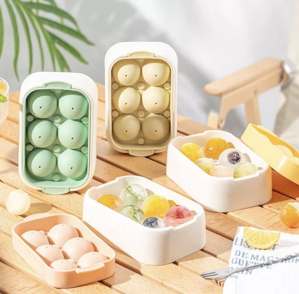 2pcs Freezer Ice Ball Maker Mold,  6 Round Ice Cube Tray, Color Random