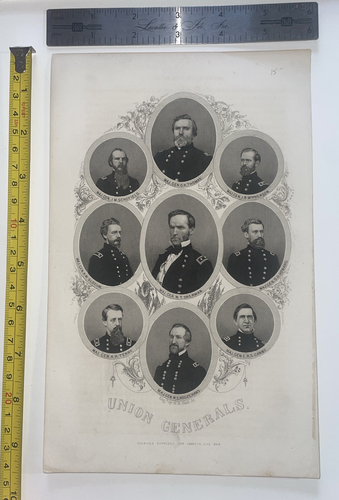 Steel Engraving Civil War Union Generals Sherman McPherson Thomas