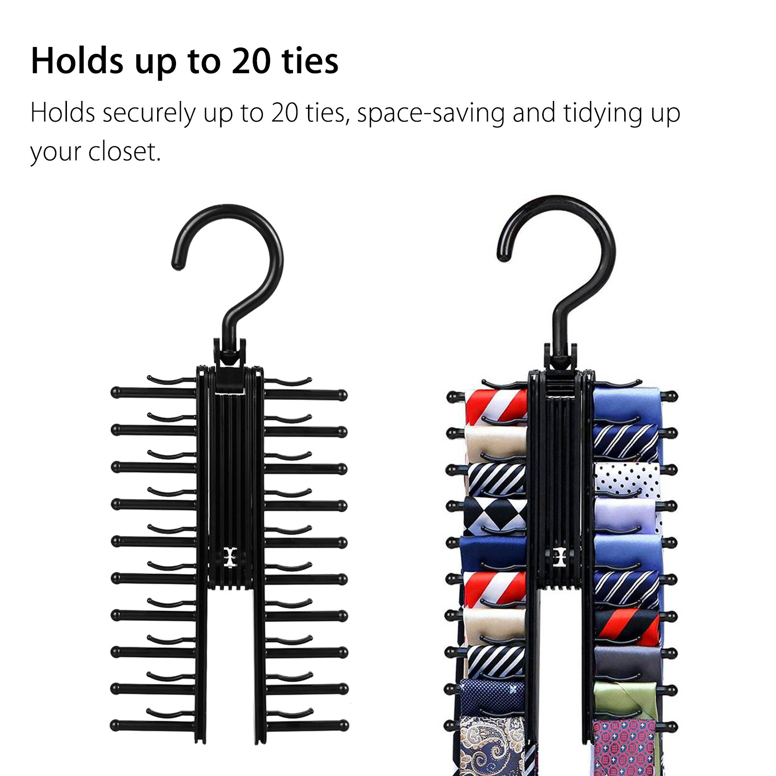 Adjustable X Neck Tie Rack Hanger Non-Slip Belt Compact Closet Holder Organizer
