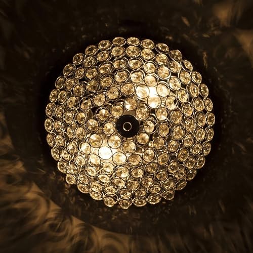Modern Chrome Flush Mount Crystal Ceiling Light,2-Light Crystal Chandelier