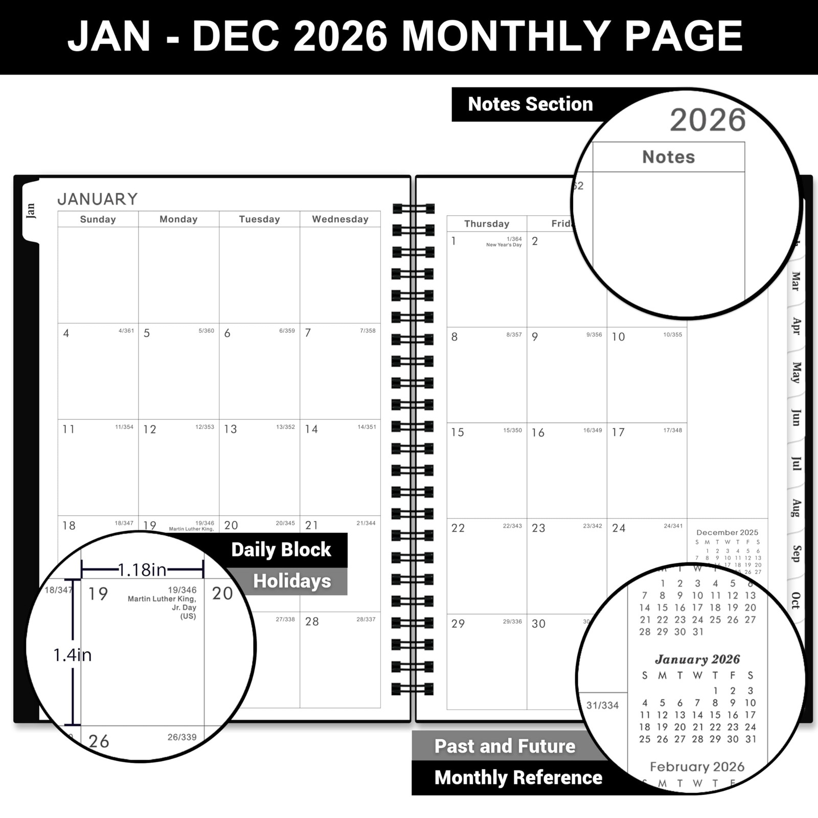 2026 Planner - Planner 2026, 2026 Planner Weekly and Monthly, Jan 2026 - Dec