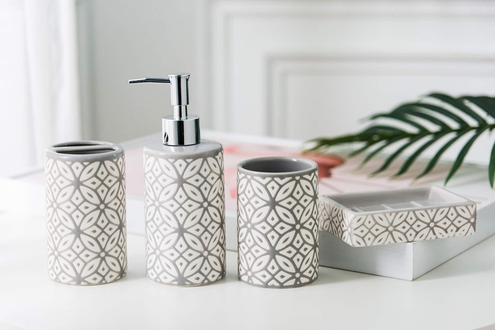 - Groovy Bathroom Accessories Set - Complete Bath Accessory Sets Includes Soa...