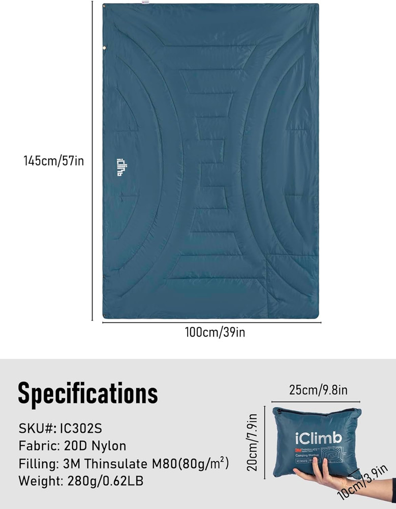 3M Thinsulate Insulation Warm Camping Blanket Ultralight Compact