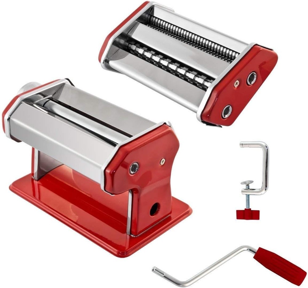 Stainless Steel Manual Pasta Maker Machine | With Adjustable Thickness Settin...