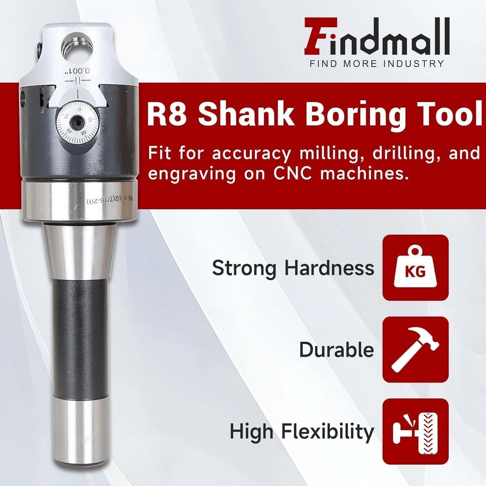 2" Boring Head R8 Shank Tool Set, 9pcs boring head set