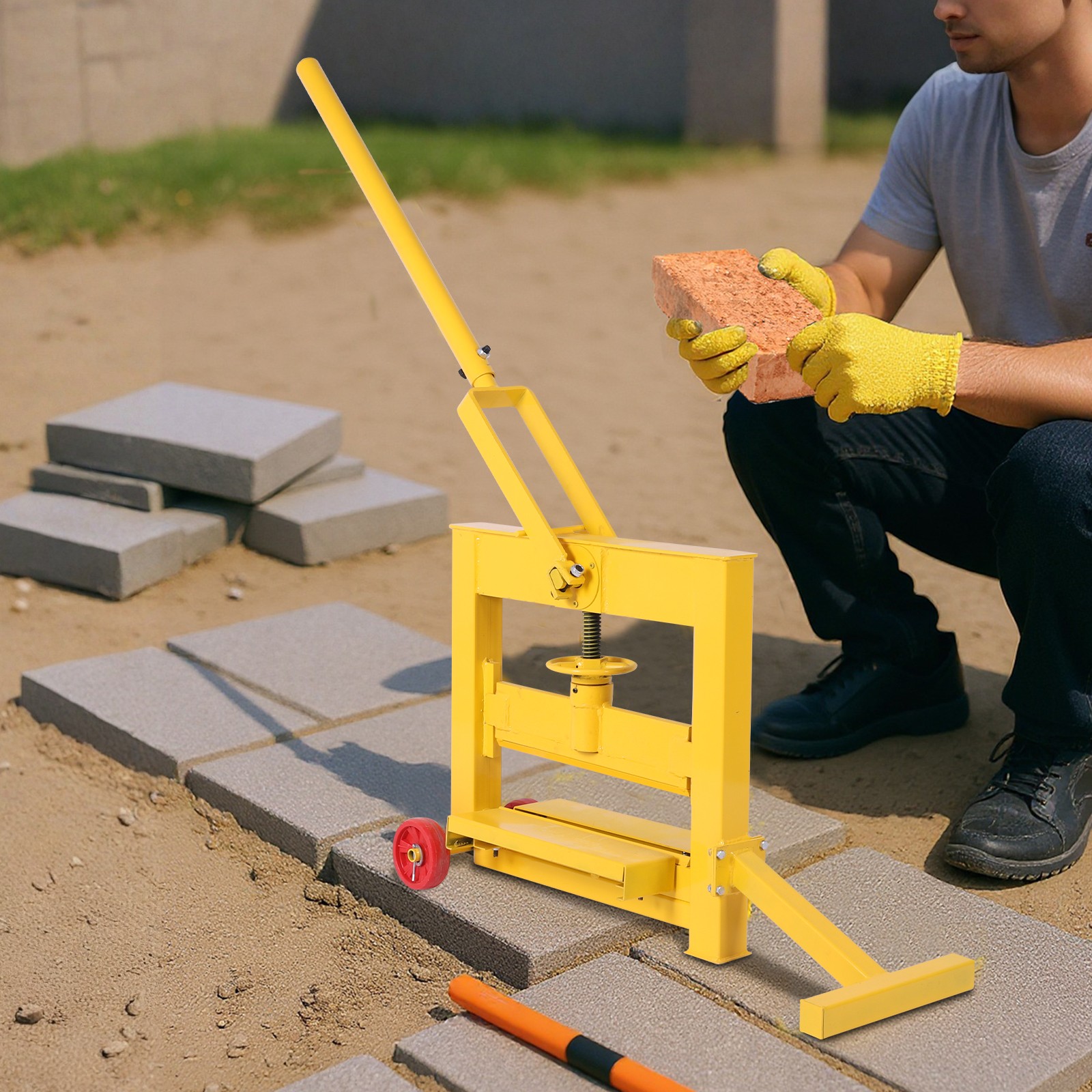 Manual Stone Brick Cutter Paving Tool Block Splitter Cutting Machine with Wheels