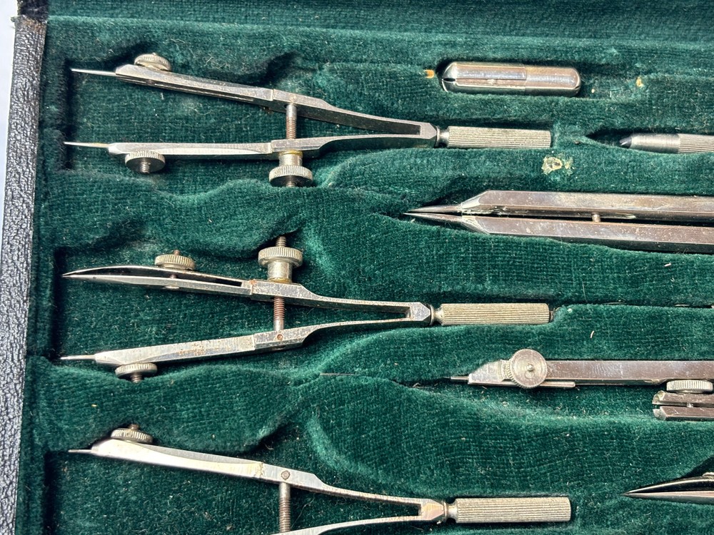 Post 1135 Drafting Engineers Tool Compass Set with Case Made In Germany