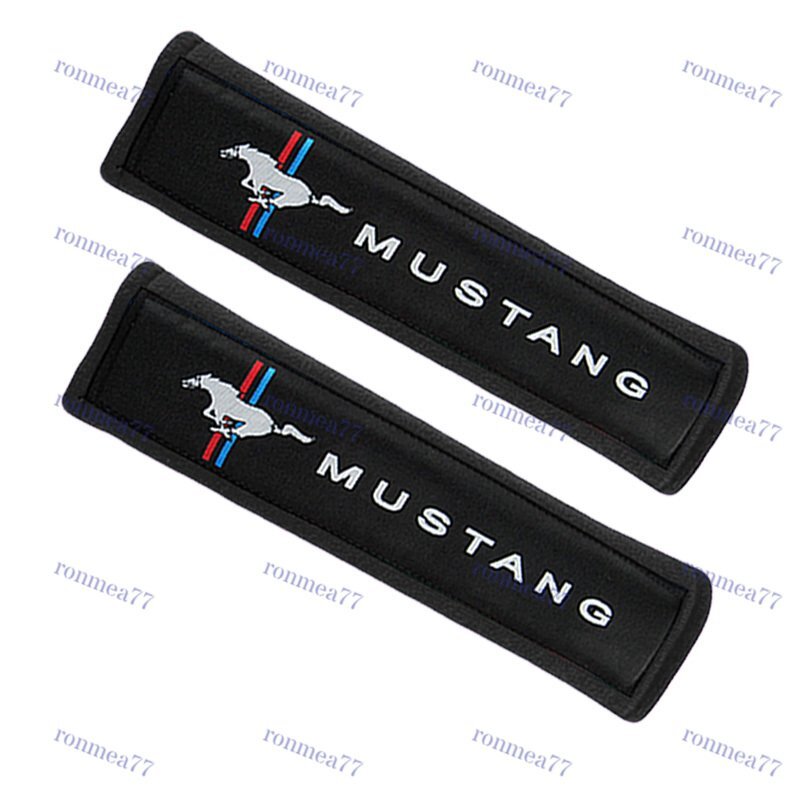 2PCS Black Soft Car Seat Belt Shoulder Cushion Cover Pad Fit For Mustang Auto