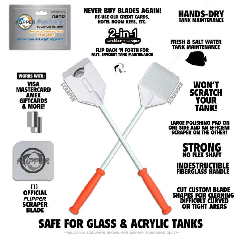 Flipper Platinum Hand Scraper Aquarium Tank Cleaner (4 Sizes)