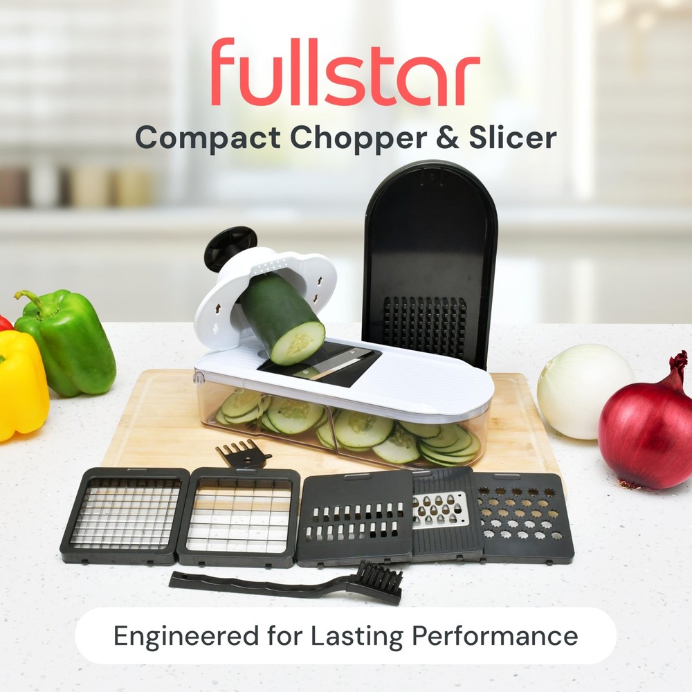 Fullstar Mandoline Slicer for Kitchen - Vegetable 6-in-1, White/Black