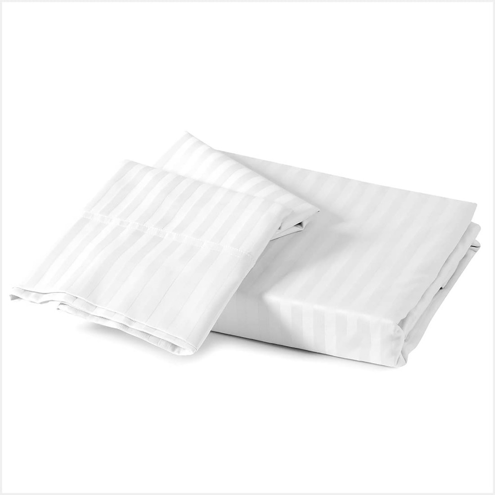 Soft Bedding 1000 - 1200 Thread Count 100% Cotton White Stripe Select Item