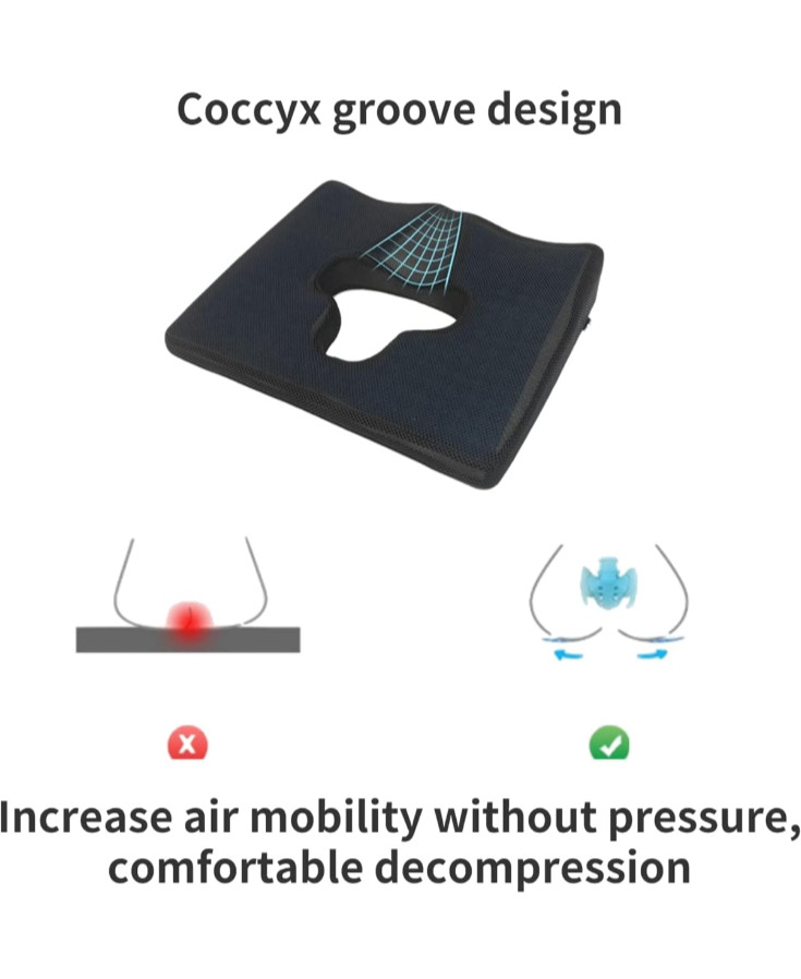 NEW Bed Sore CUSHION for Butt, T-Shaped Triangular Slope Design Gel Memory Foam
