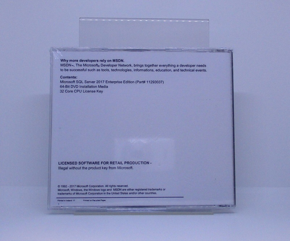 Microsoft SQL Server 2017 Enterprise with 32 Core License, unlimited User CALs