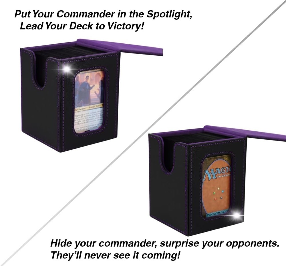 MTG Deck Box With Slot For Commander Display, Patented Design, Fits 100+ Doub...