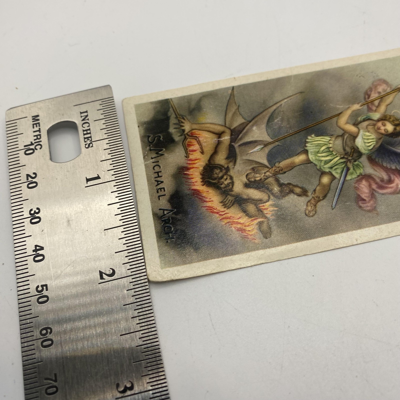 Vintage St Michael Archangel Catholic Holy Card Prayer Printed In Italy