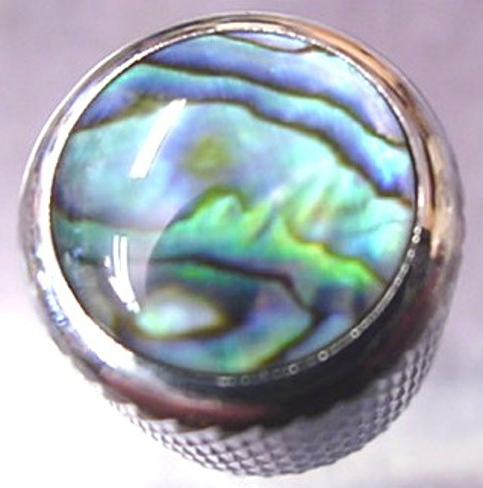 CHROME + ABALONE PUSH-ON GUITAR KNOBS COARSE KNURL