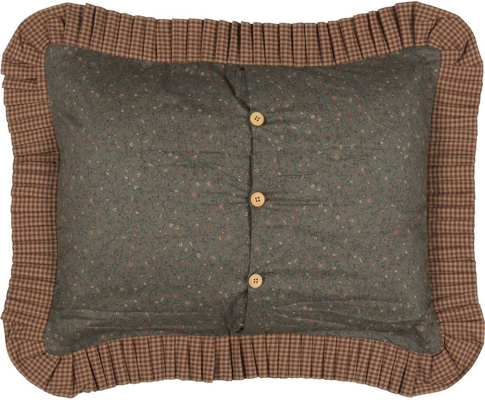Primitive Bedding Cinnamon Plaid Cotton Hand Quilted Patchwork Standard Sham, Da