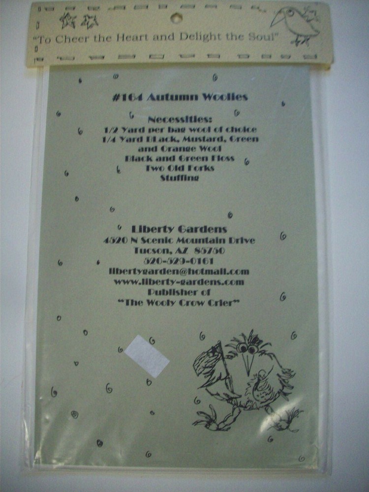 Fall Halloween Crow pumpkin folk art wool embroidery pattern