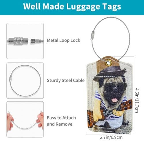 Luggage Tag (3 Pack) - PU Leather, Rectangular, Cute Animals, O_cute Animals