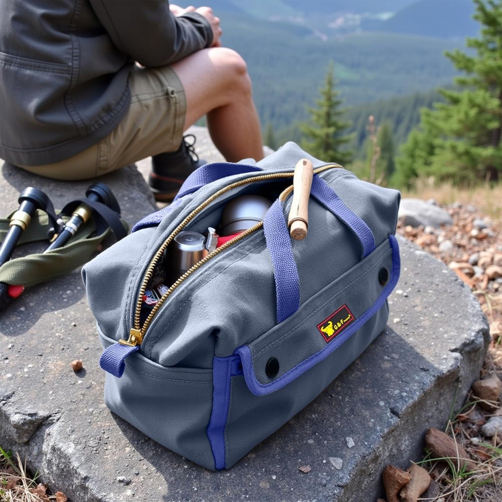 Compact Olive Green Duffle Bag - Durable Canvas with Adjustable Strap & Pockets