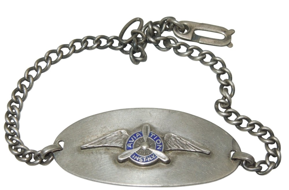 Original WWII USAAF Sterling Aviation Institute of NY ID Bracelet C13