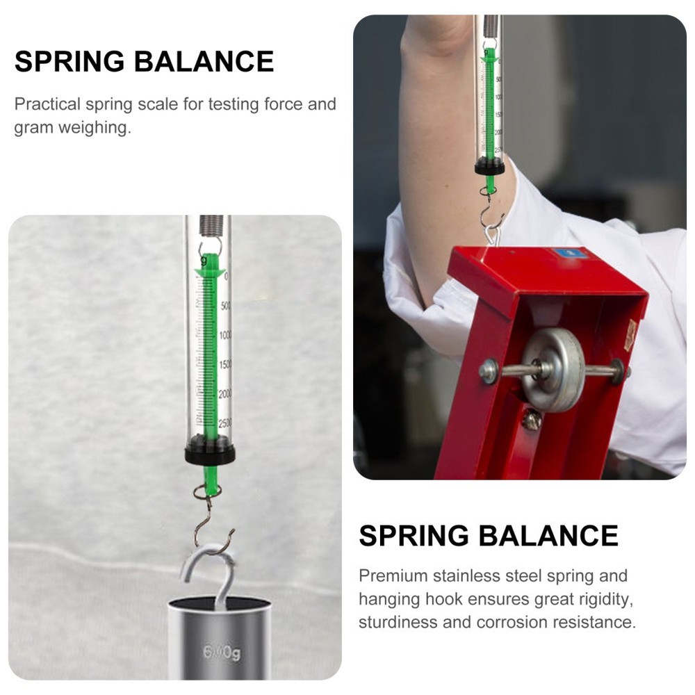 2pcs Portable Spring Scale Cylinder Dynamometer Spring Balance with Hanging Hook