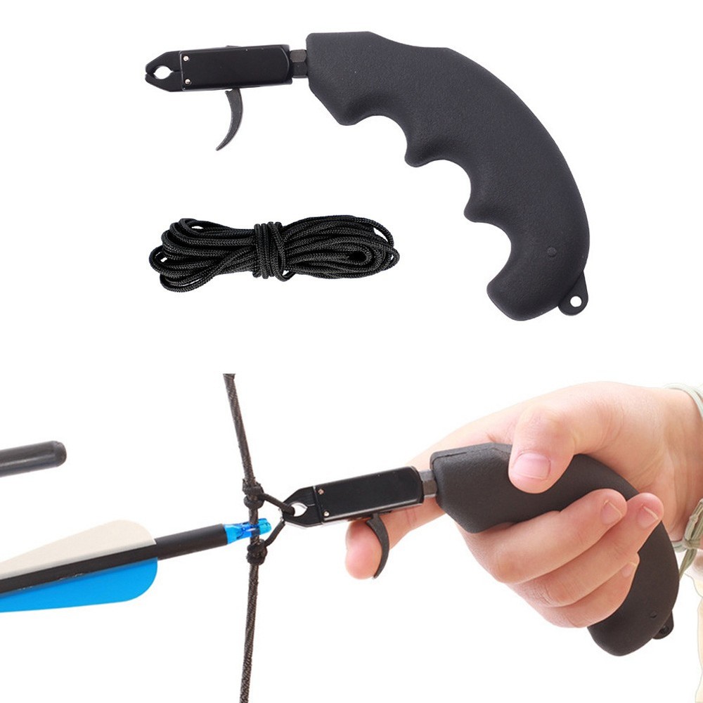 Handle Thumb Caliper Archery Release Aid Bow Release Grip + 1m D Loop String